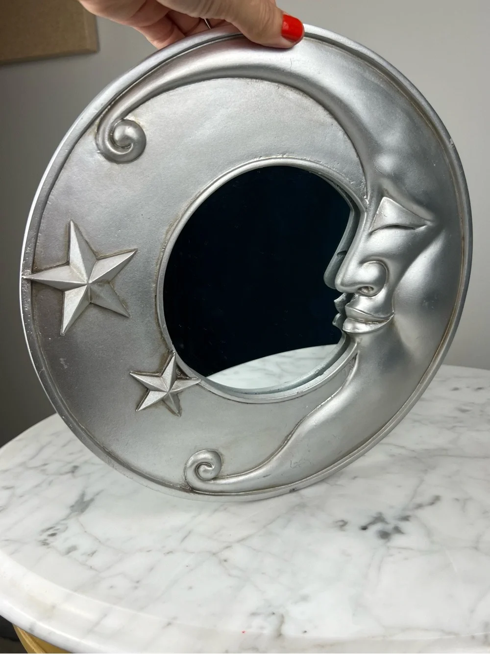 Vintage 90s Celestial Cresent Moon & Stars Round Wall Mirror – Whimsigoth